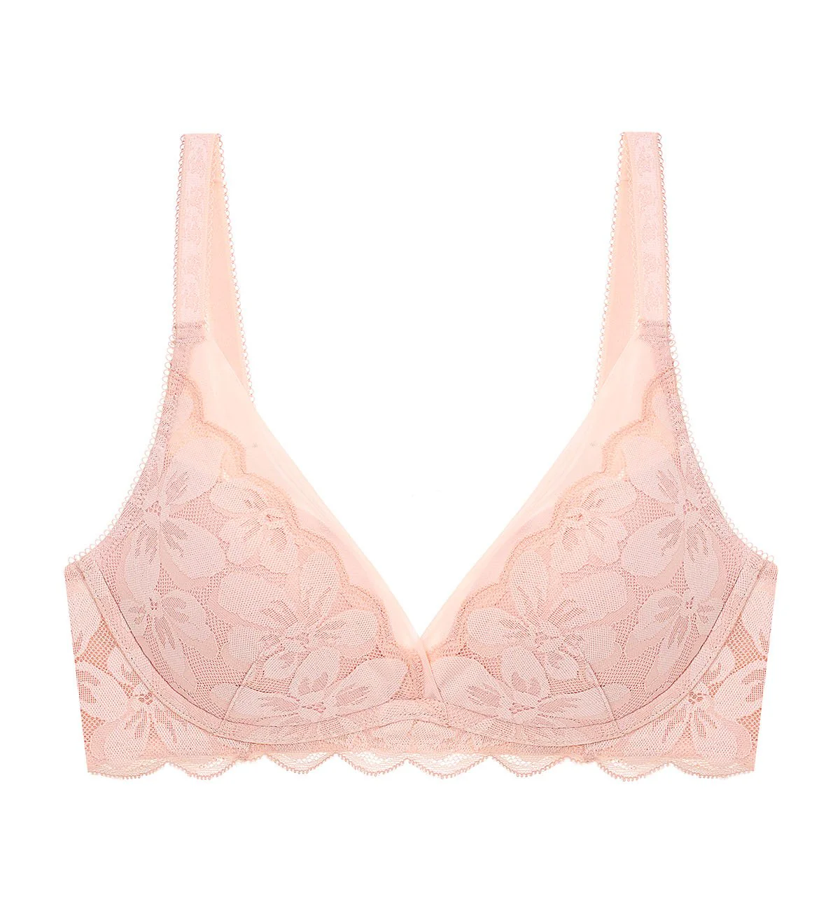Aqua Moon Flower Non-Wired Push Up Deep V Bra