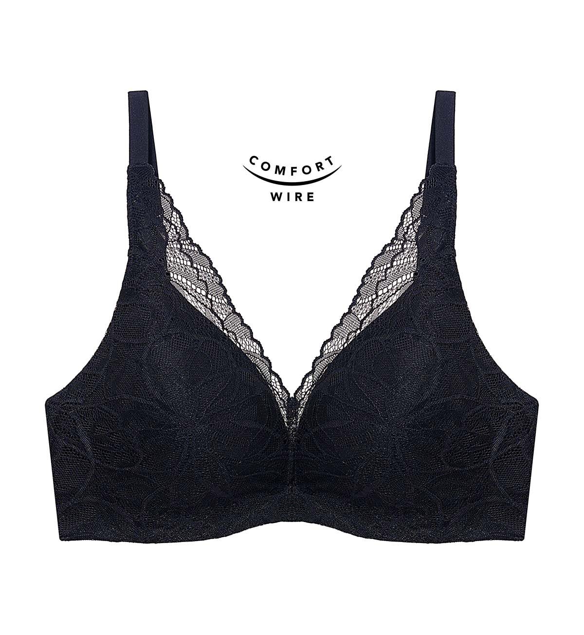 Body Makeup Illusion Lace Wired Push Up Deep V Bra - Image 7