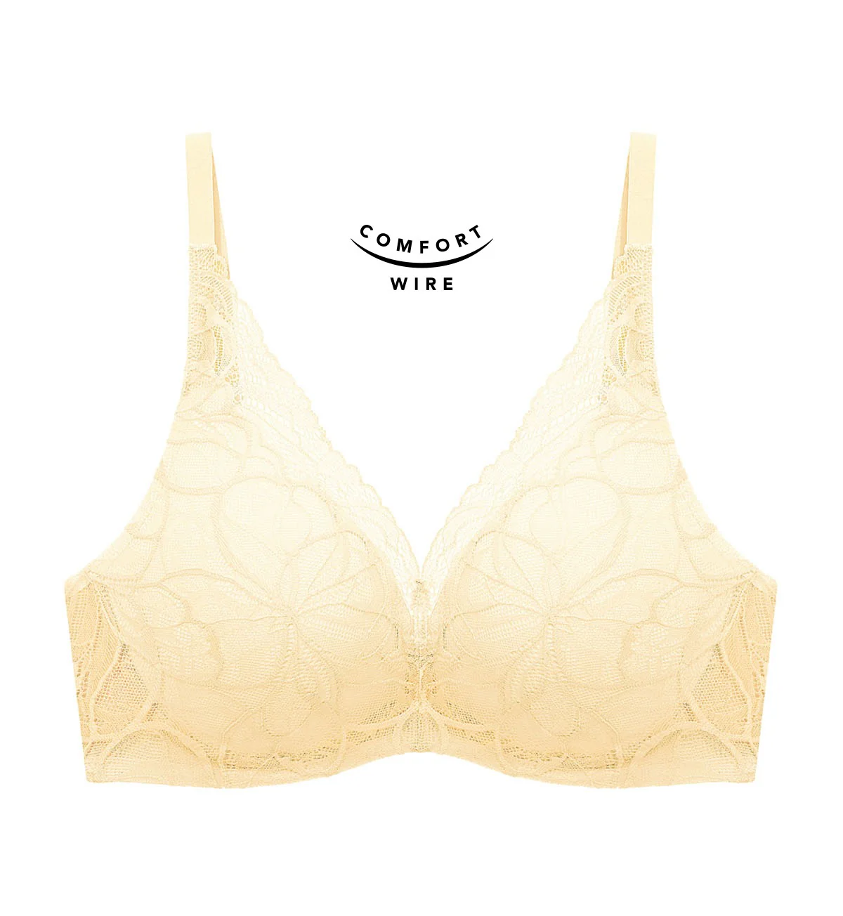 Body Makeup Illusion Lace Wired Push Up Deep V Bra