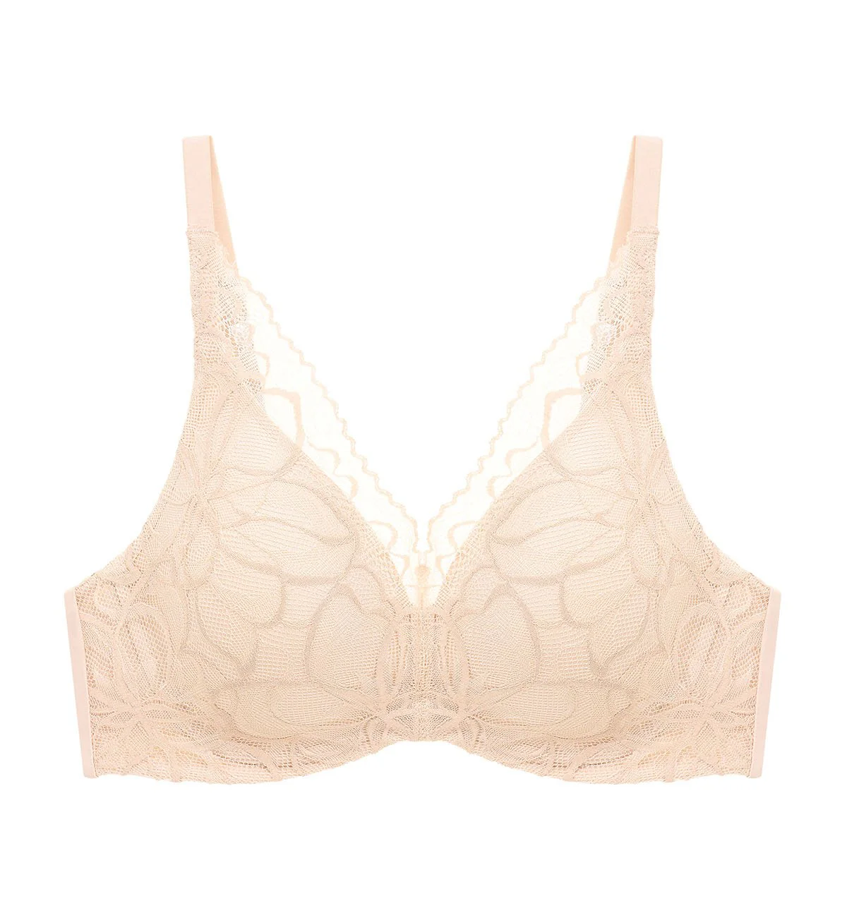 Body Makeup Illusion Lace Wired Push Up Deep V Bra