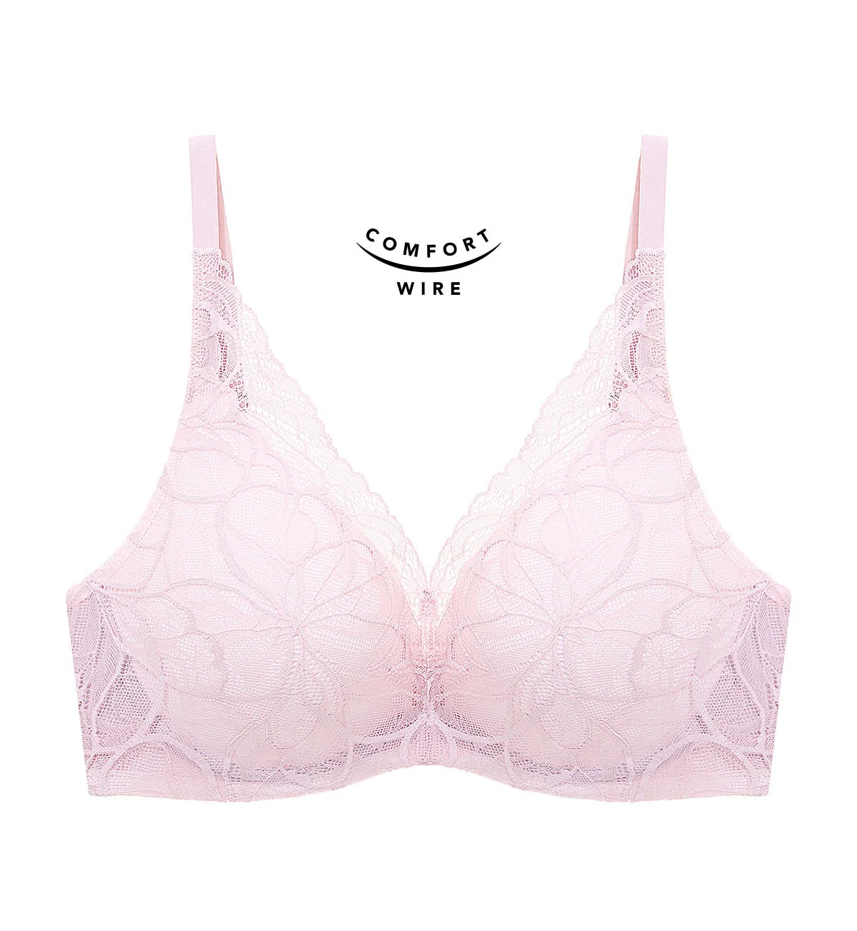 Body Makeup Illusion Lace Wired Push Up Deep V Bra - Image 6
