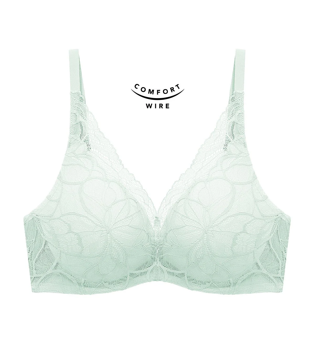 Body Makeup Illusion Lace Wired Push Up Deep V Bra