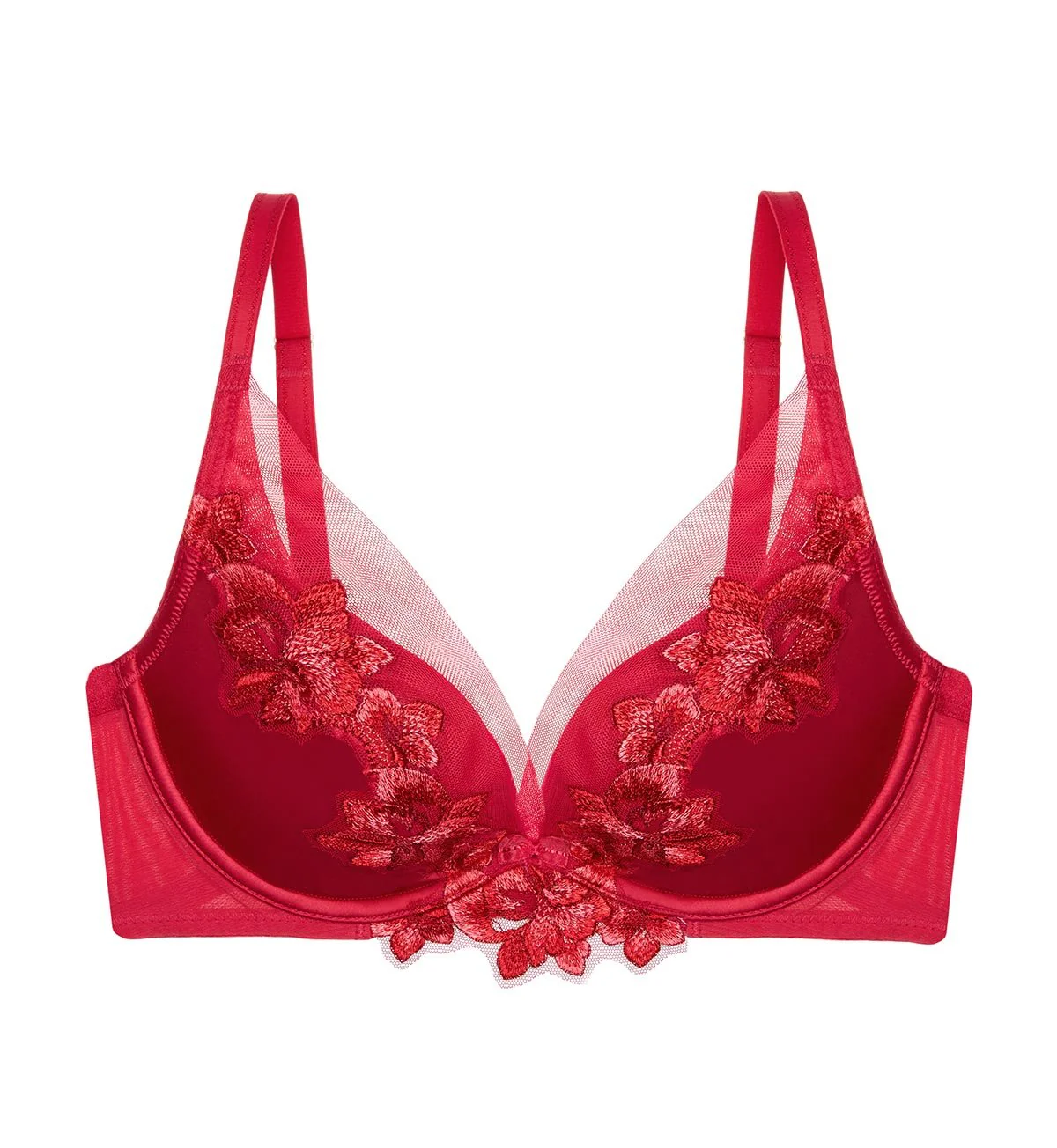 Sateen Deep V Wired Push Up Bra 01