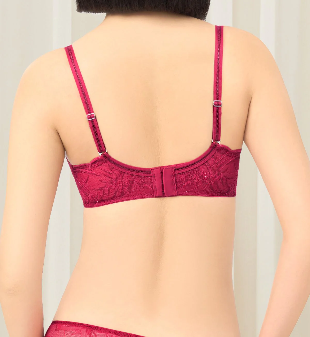 Shimmer Lace Wired Push Up Deep V Bra - Image 3